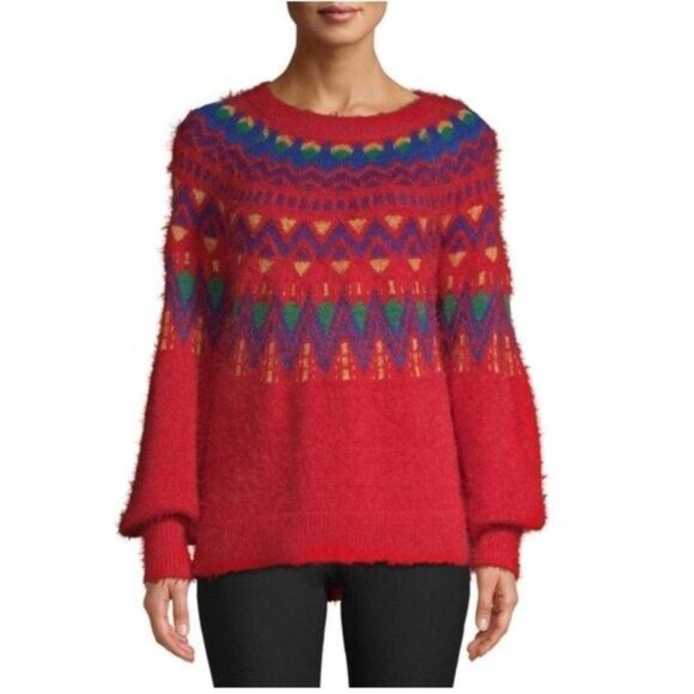 New! Red Fair Isle Ugly Christmas Sweater by 89th + Madison